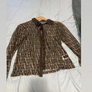 Brown see through shirt